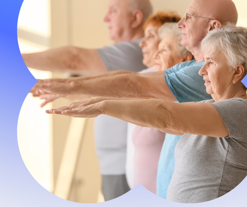 Personne âgée pratiquant une séance de sport santé à Bordeaux.